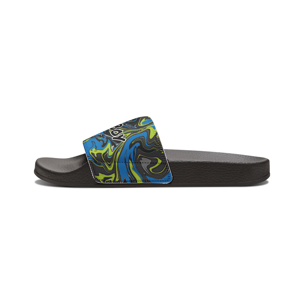 Slide Sandals — White Removable‑Strap Slides with 'Pretty Boy' Text