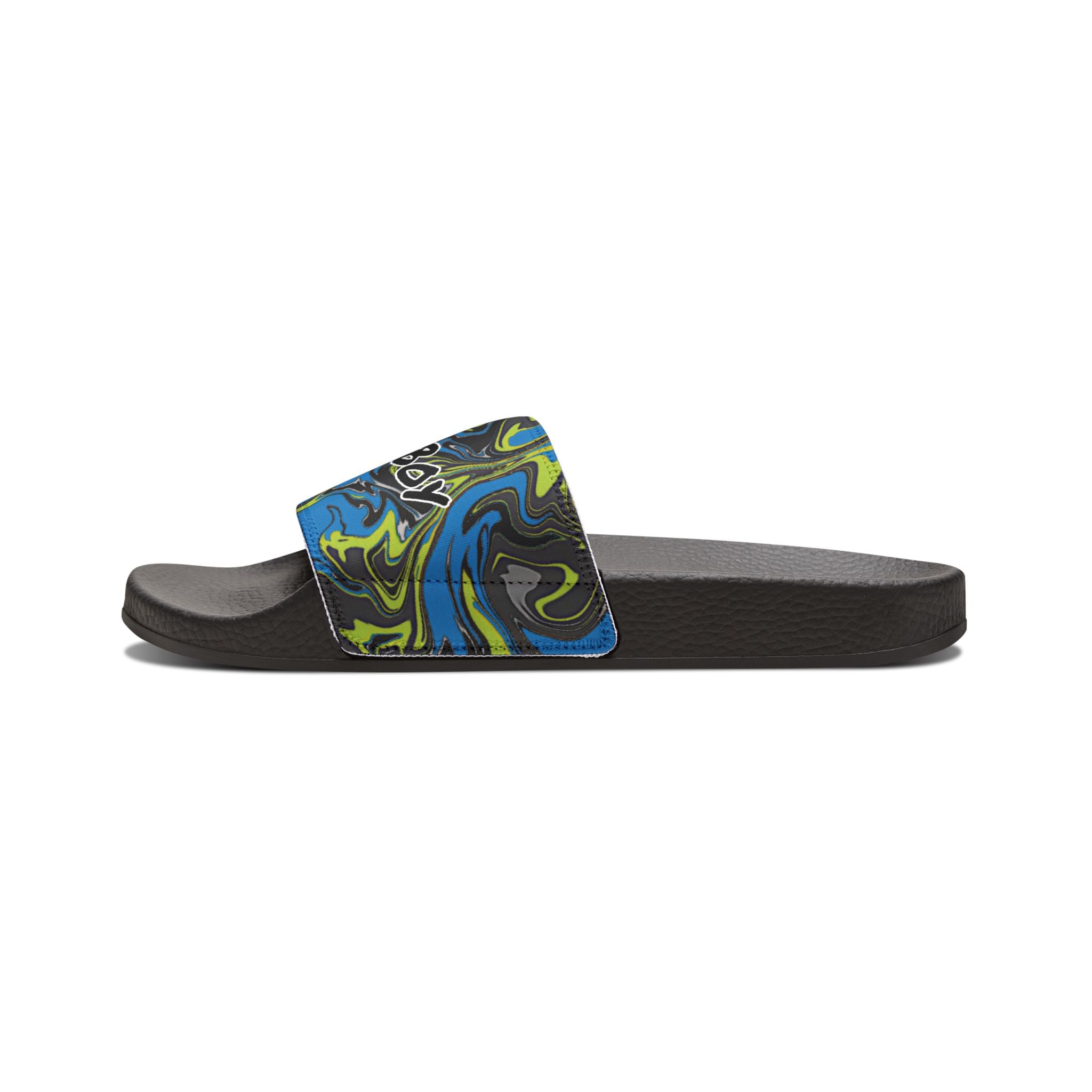 Slide Sandals — White Removable‑Strap Slides with 'Pretty Boy' Text