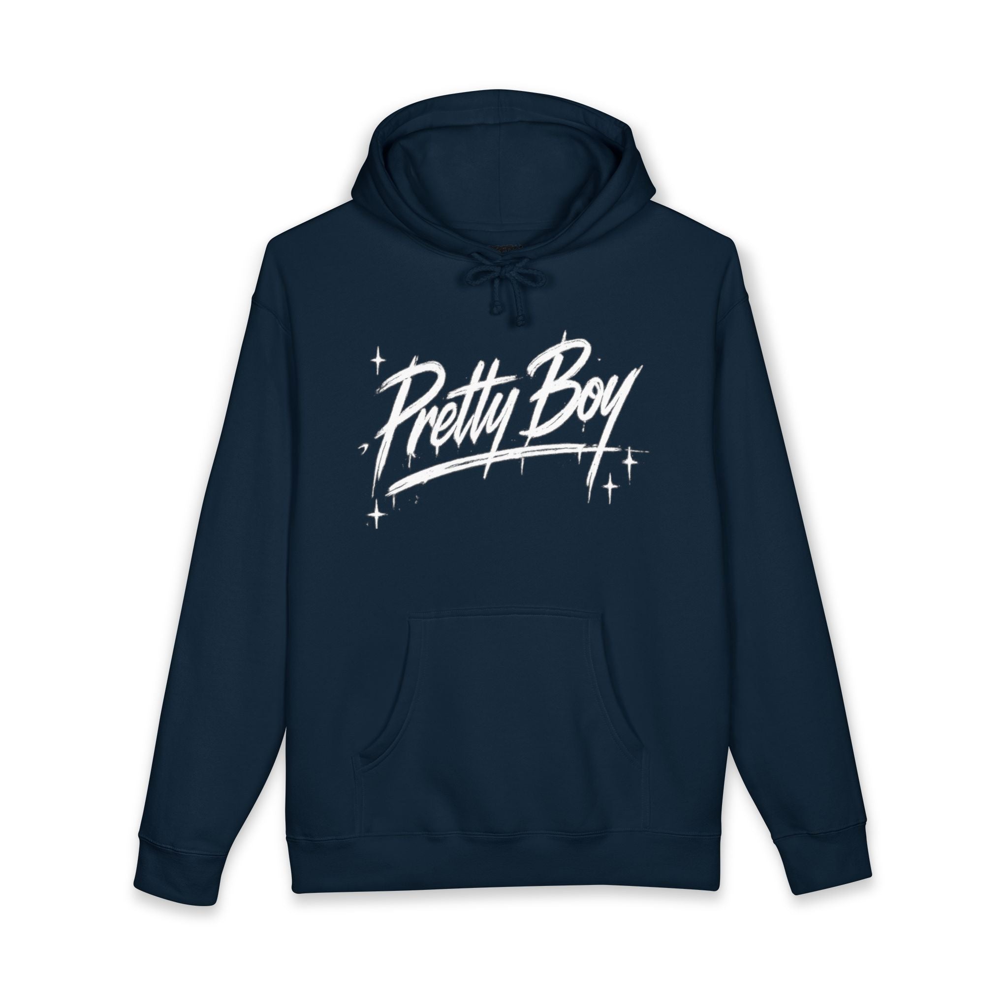 Pretty Boy Hoodie — Retro Script Sparkle Graphic Hooded Sweatshirt