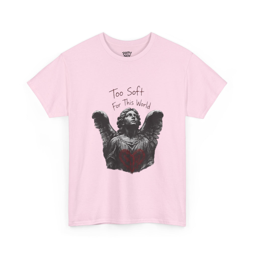 T-Shirt — 'Too Soft For This World' Angel Statue Graphic Tee