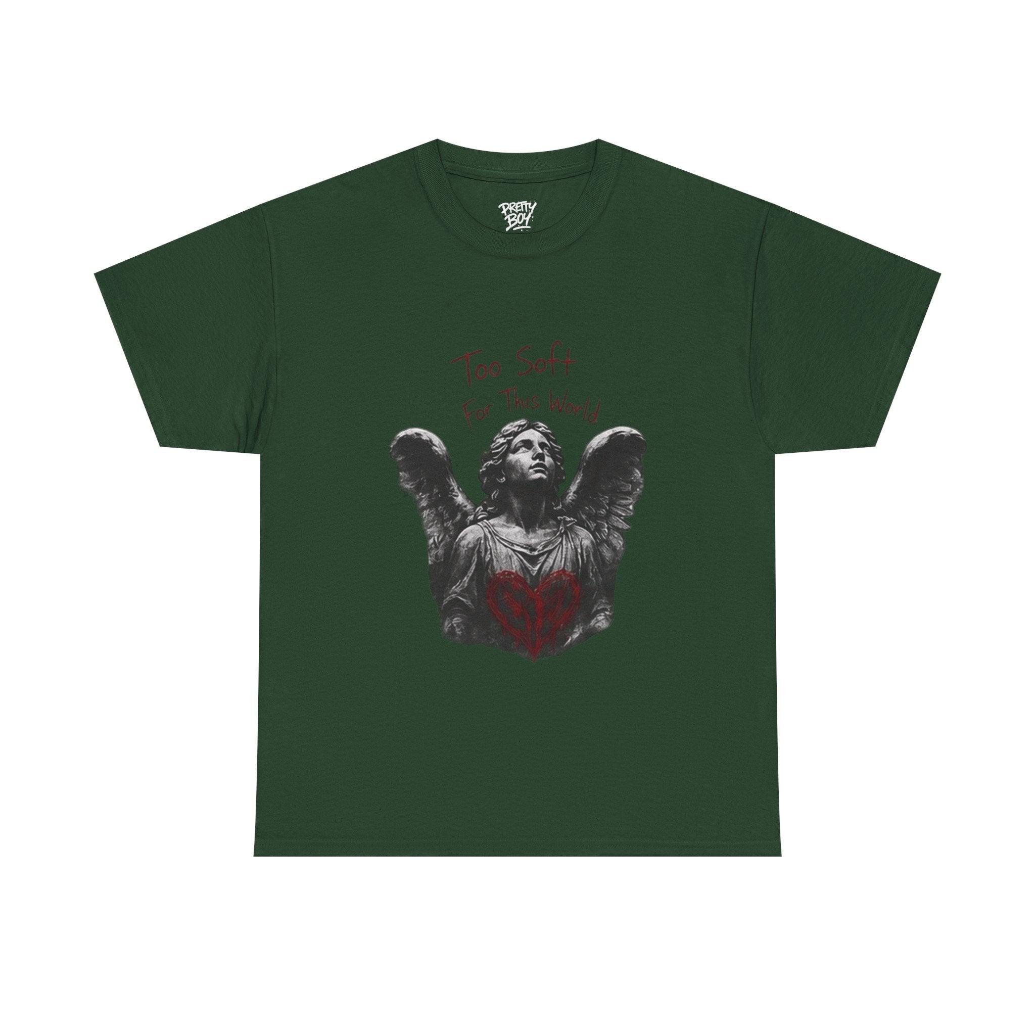 T-Shirt — 'Too Soft For This World' Angel Statue Graphic Tee