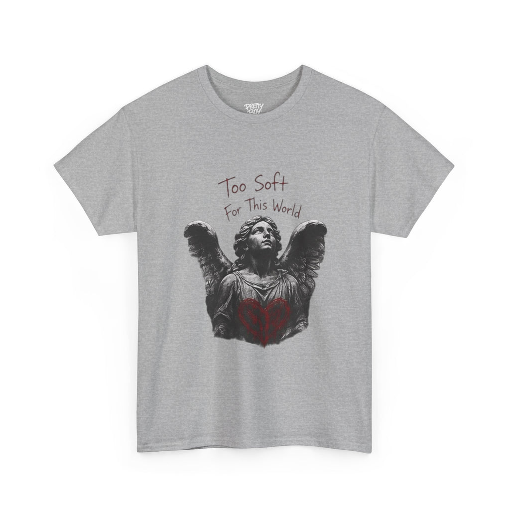 T-Shirt — 'Too Soft For This World' Angel Statue Graphic Tee