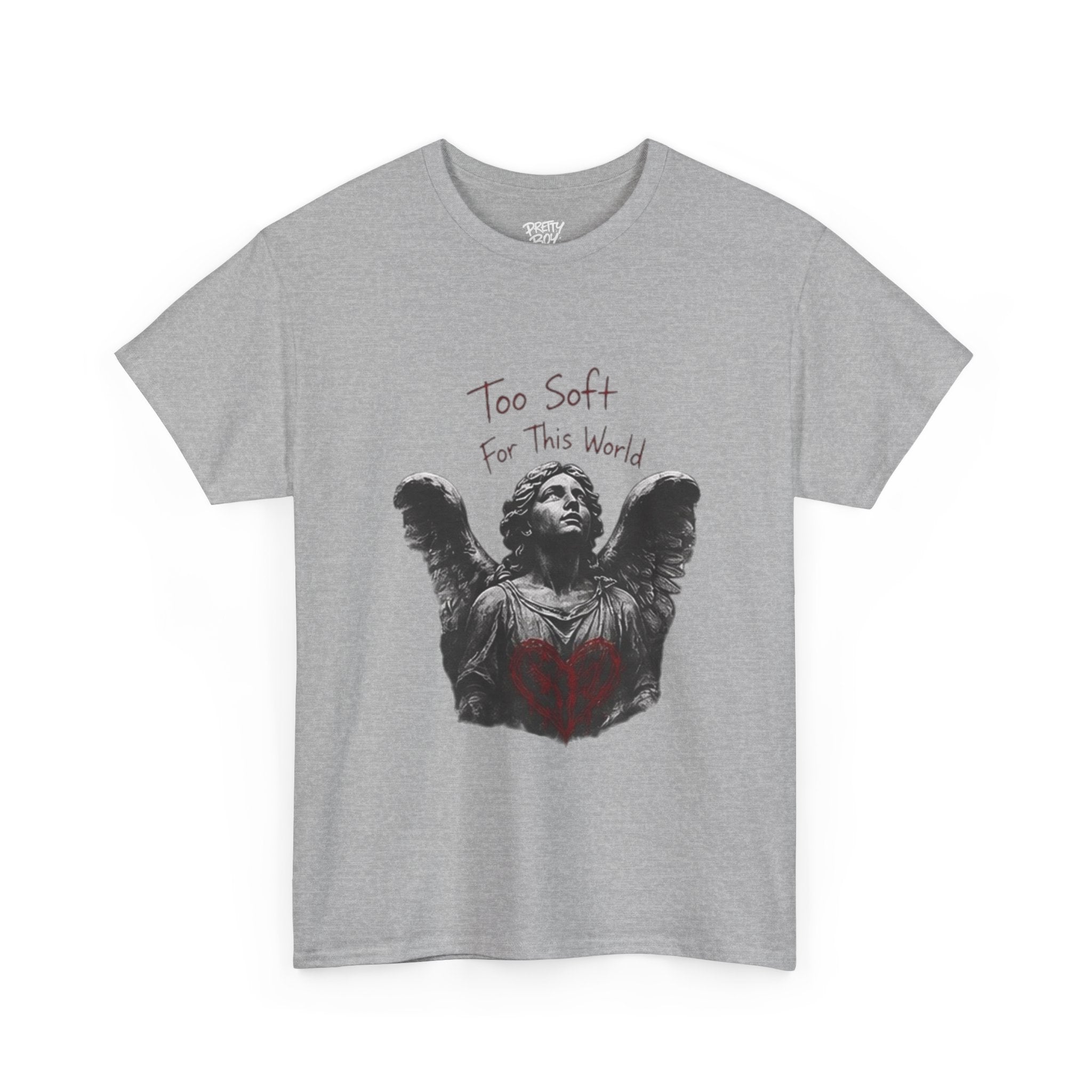T-Shirt — 'Too Soft For This World' Angel Statue Graphic Tee