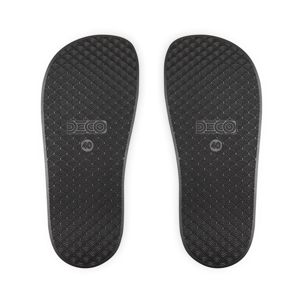 Slide Sandals — White Removable‑Strap Slides with 'Pretty Boy' Text