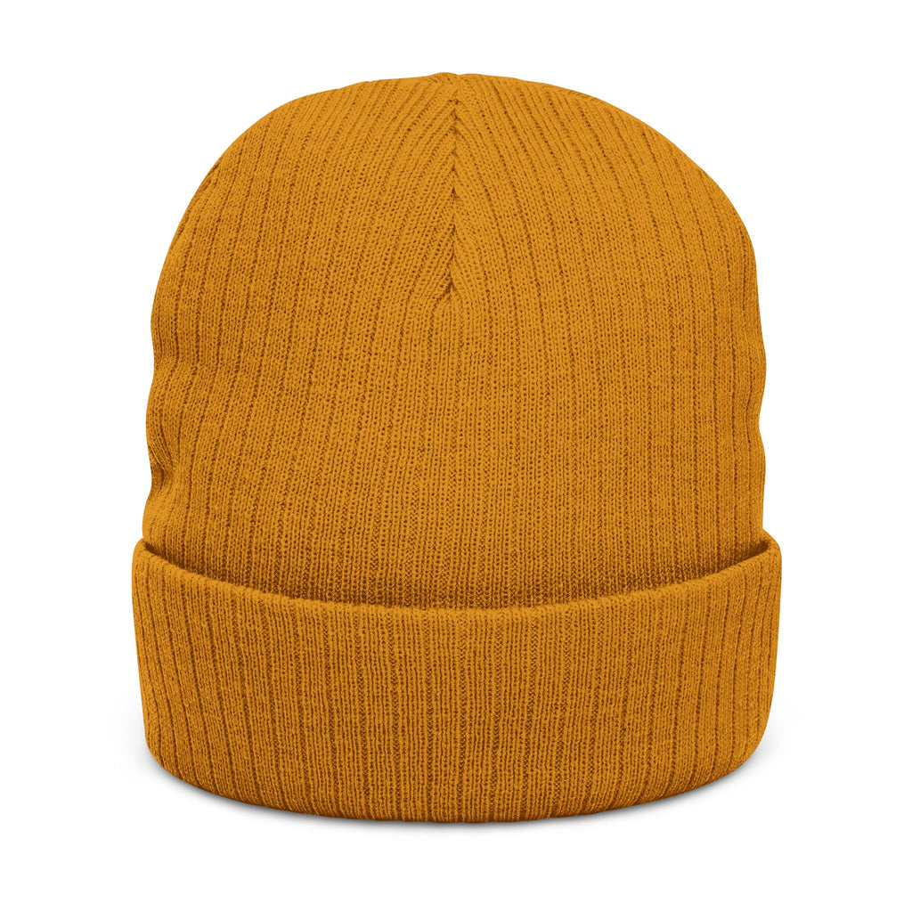 Embroidered "Pretty Boy" Red Heart Beanie - Ribbed Knit Cuffed Winter Hat
