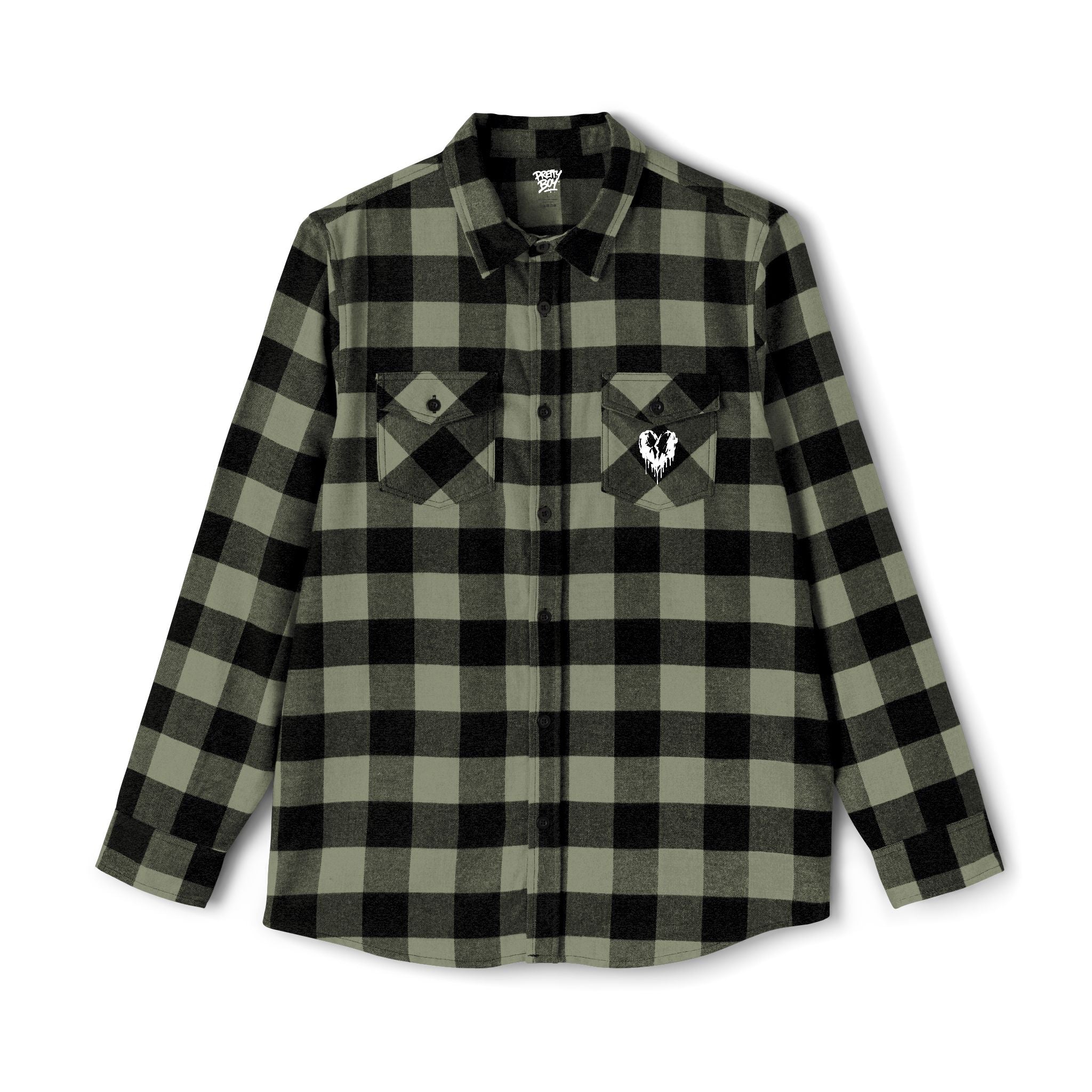 Flannel Shirt — "Walk Alone, Stand Tall" Graphic Plaid Button-Up