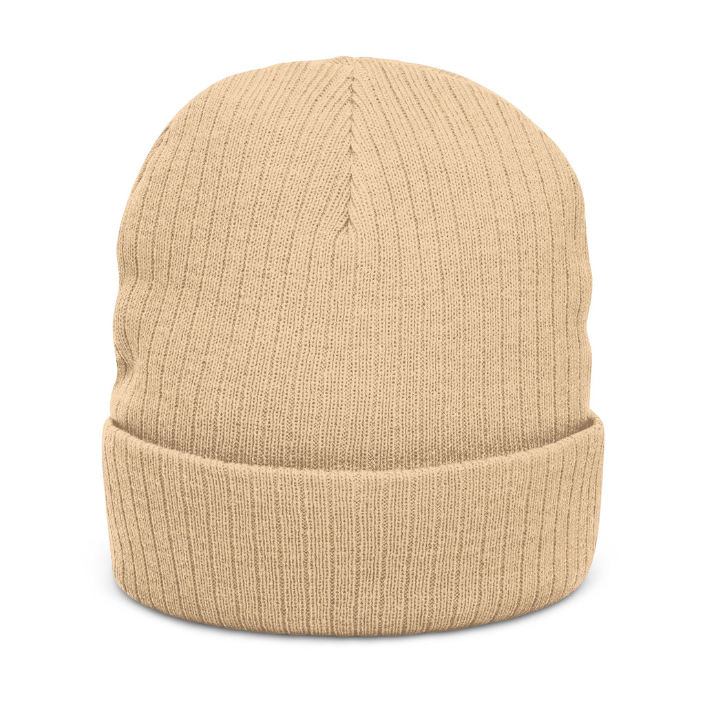 Embroidered "Pretty Boy" Red Heart Beanie - Ribbed Knit Cuffed Winter Hat