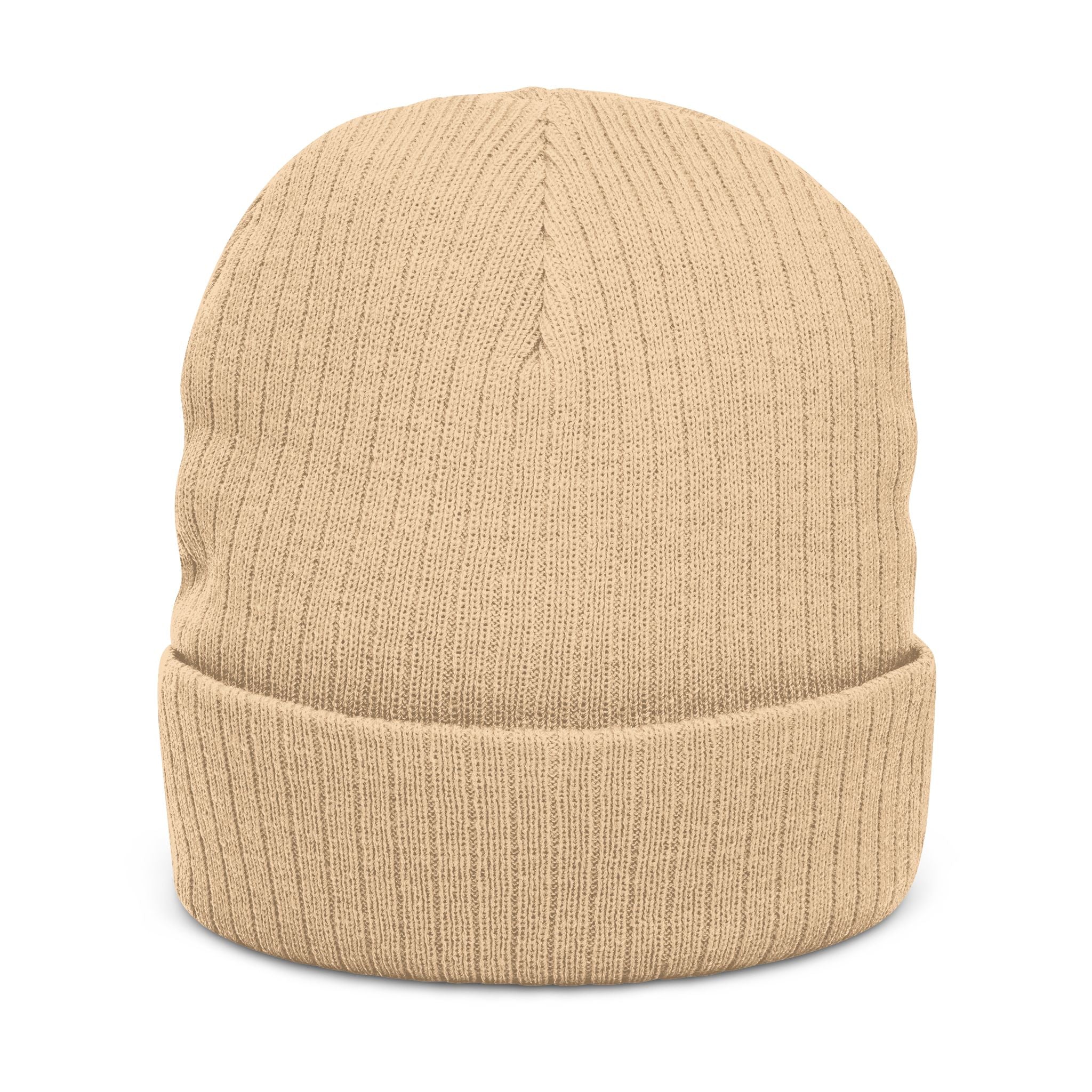 Embroidered "Pretty Boy" Red Heart Beanie - Ribbed Knit Cuffed Winter Hat