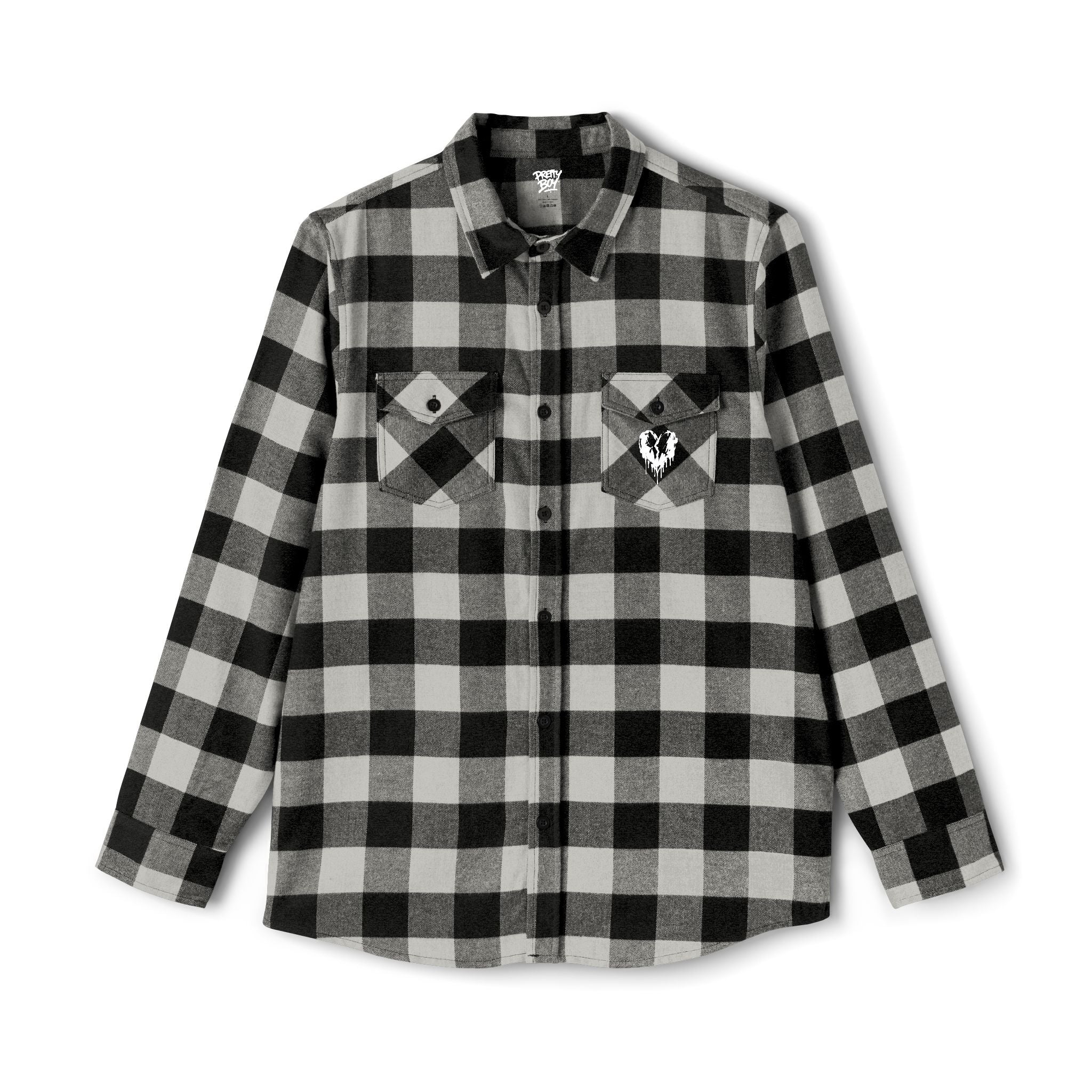 Flannel Shirt — "Walk Alone, Stand Tall" Graphic Plaid Button-Up