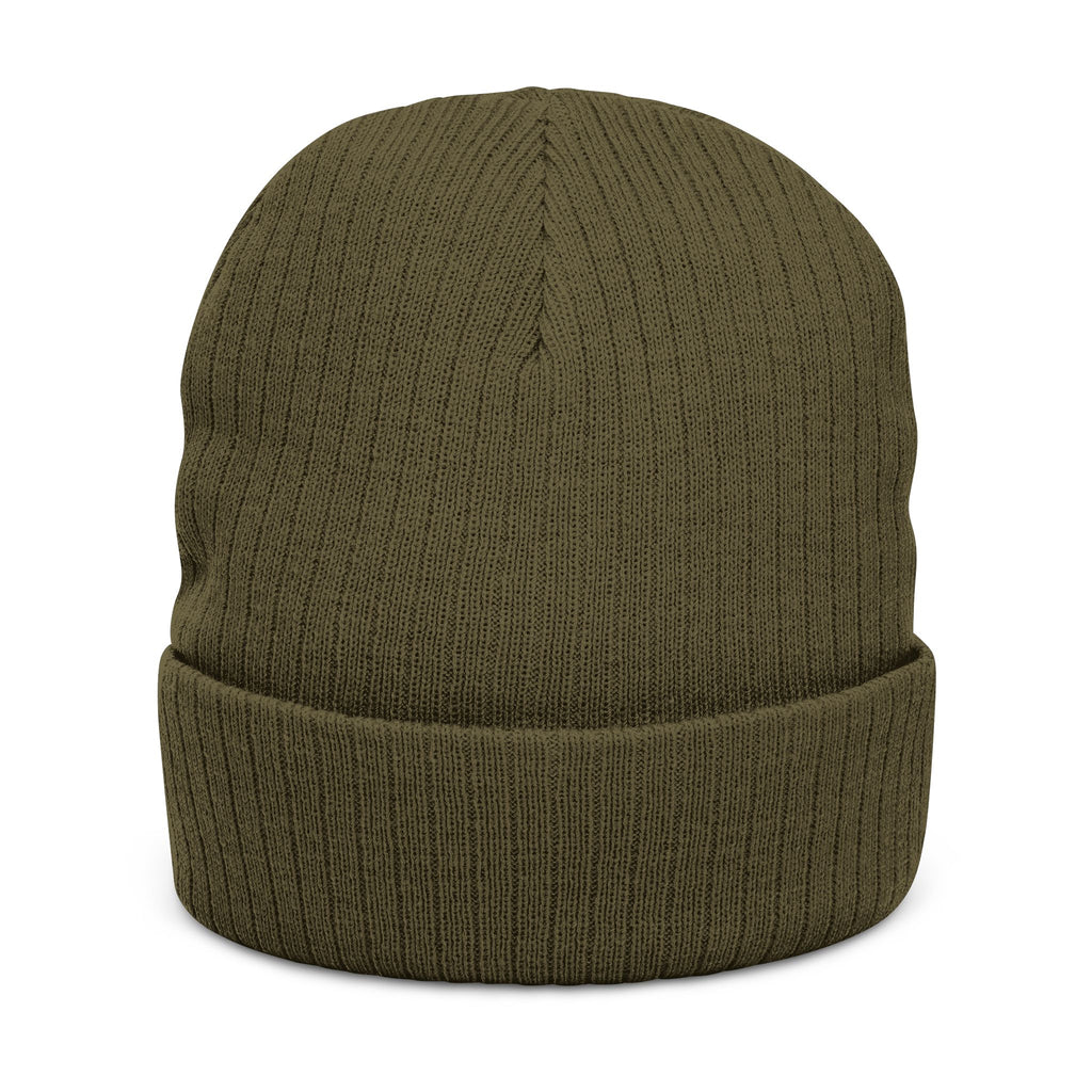 Embroidered "Pretty Boy" Red Heart Beanie - Ribbed Knit Cuffed Winter Hat