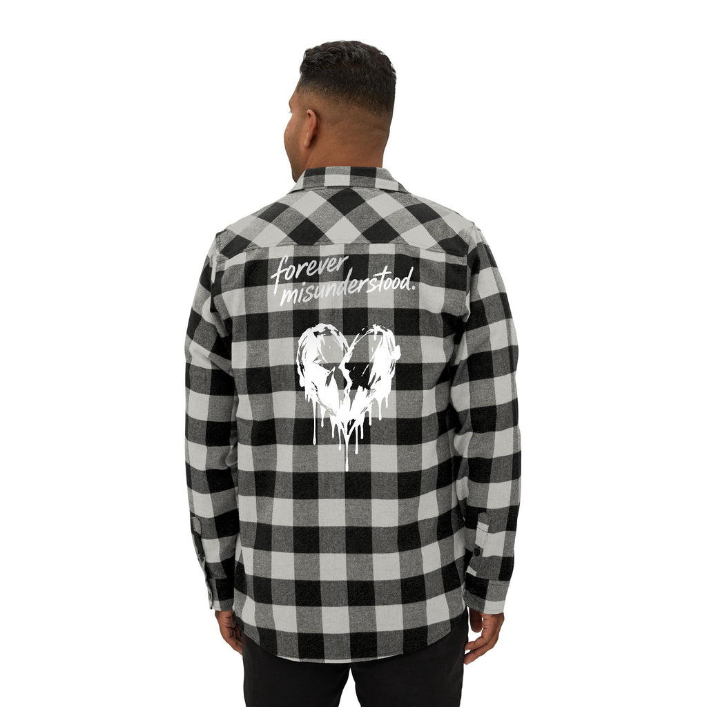 Flannel Shirt — "Walk Alone, Stand Tall" Graphic Plaid Button-Up
