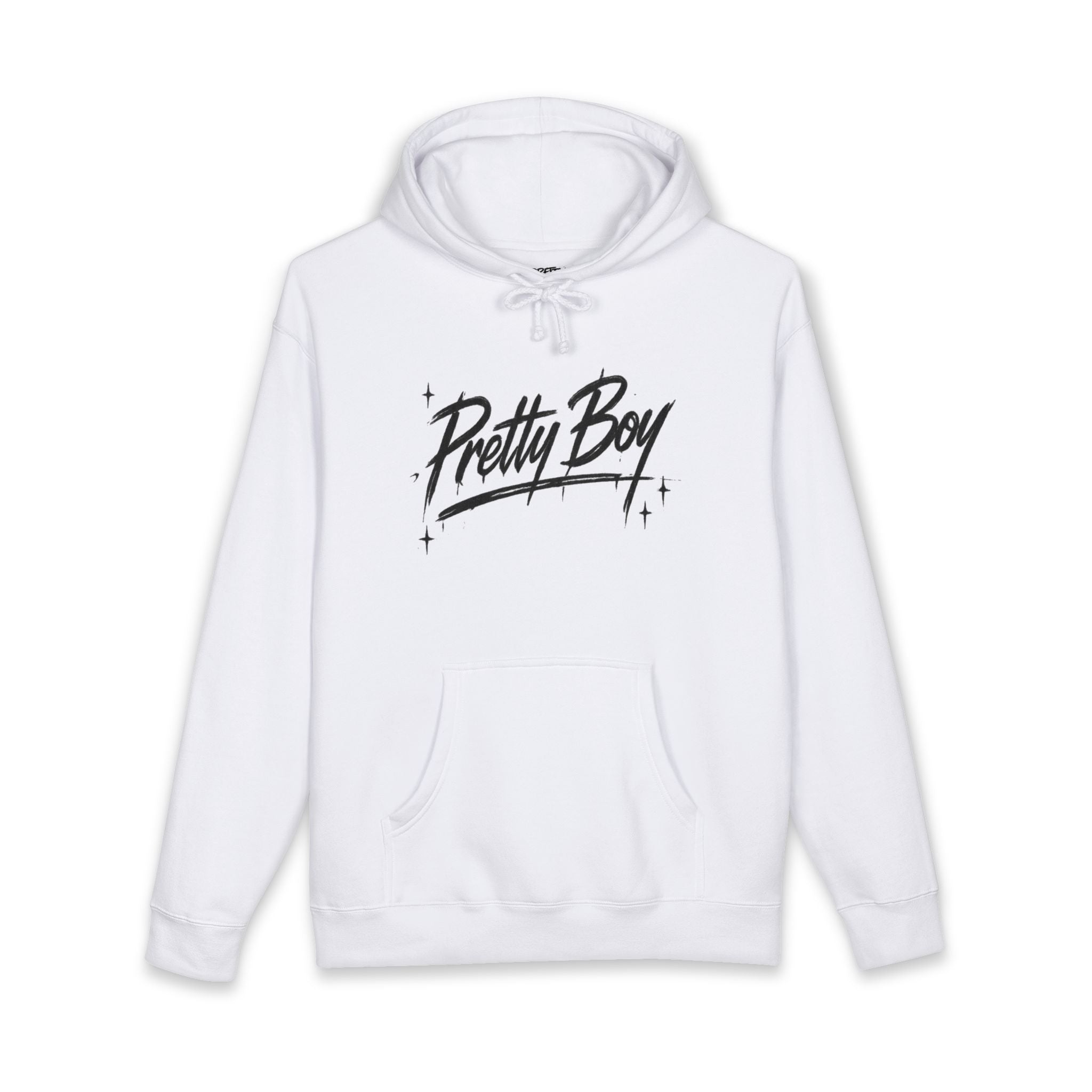Pretty Boy Hoodie — Retro Script Sparkle Graphic Hooded Sweatshirt