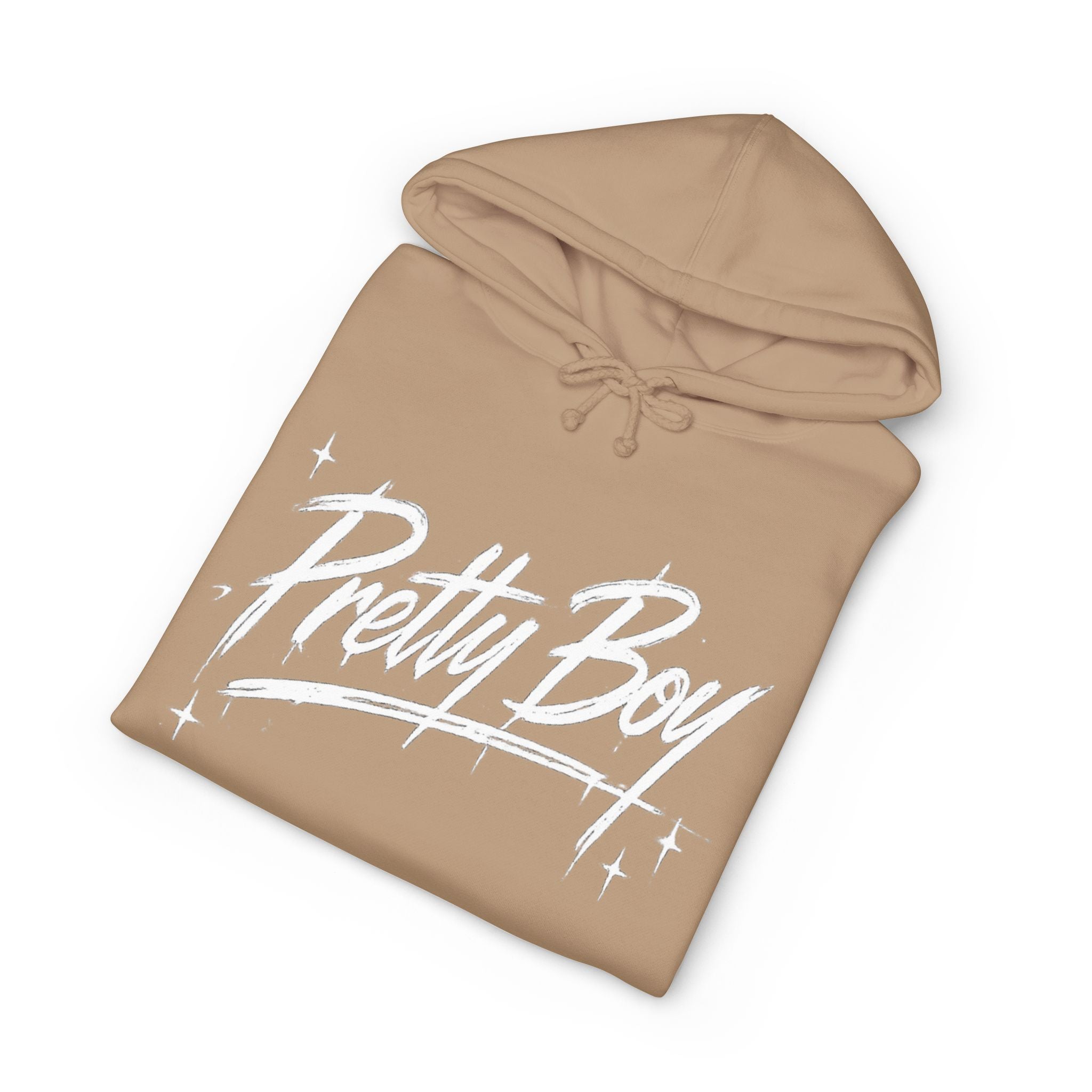 Pretty Boy Hoodie — Retro Script Sparkle Graphic Hooded Sweatshirt