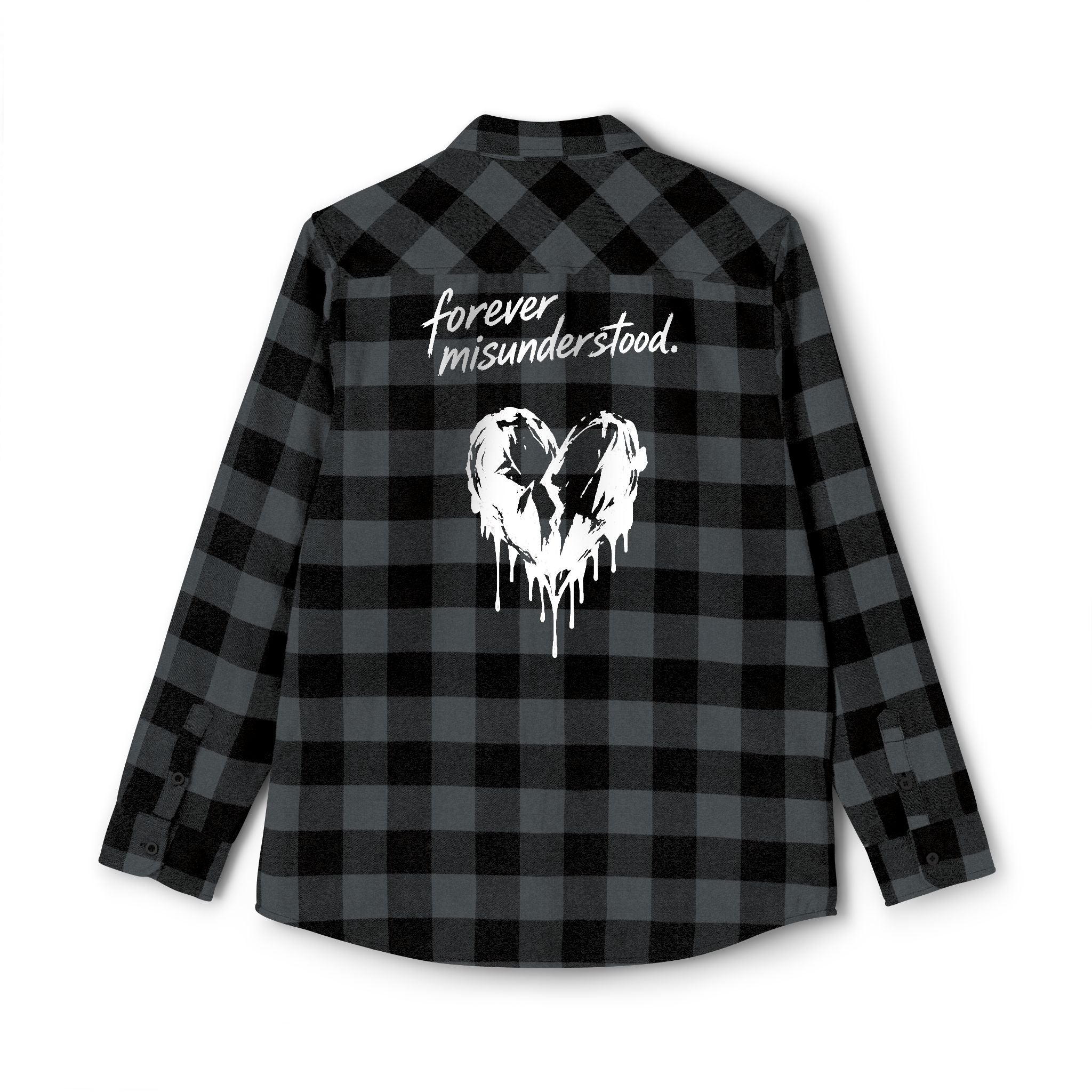 Flannel Shirt — "Walk Alone, Stand Tall" Graphic Plaid Button-Up