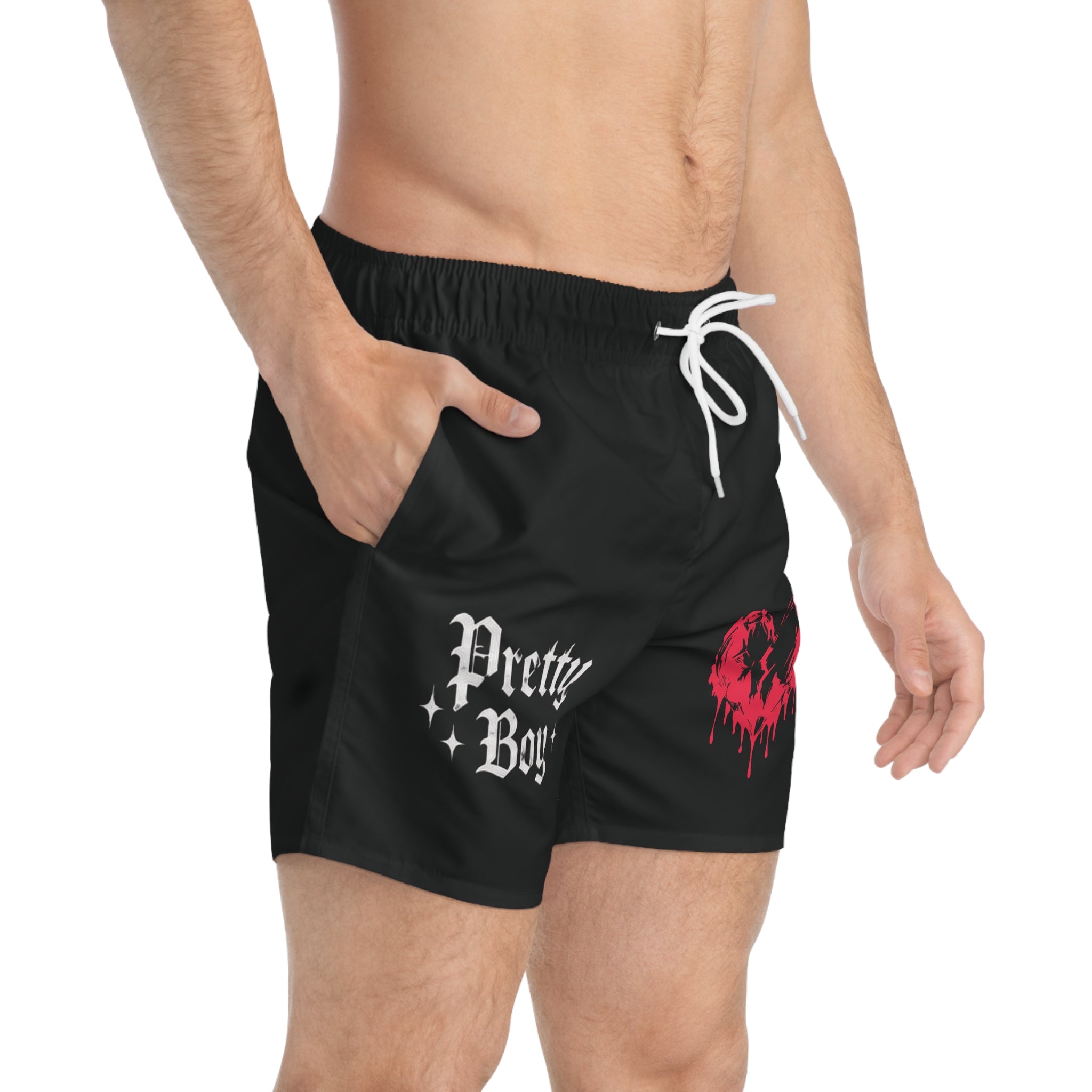 Pretty Boy Swim Trunks — Gothic Dripping Heart Beach Shorts