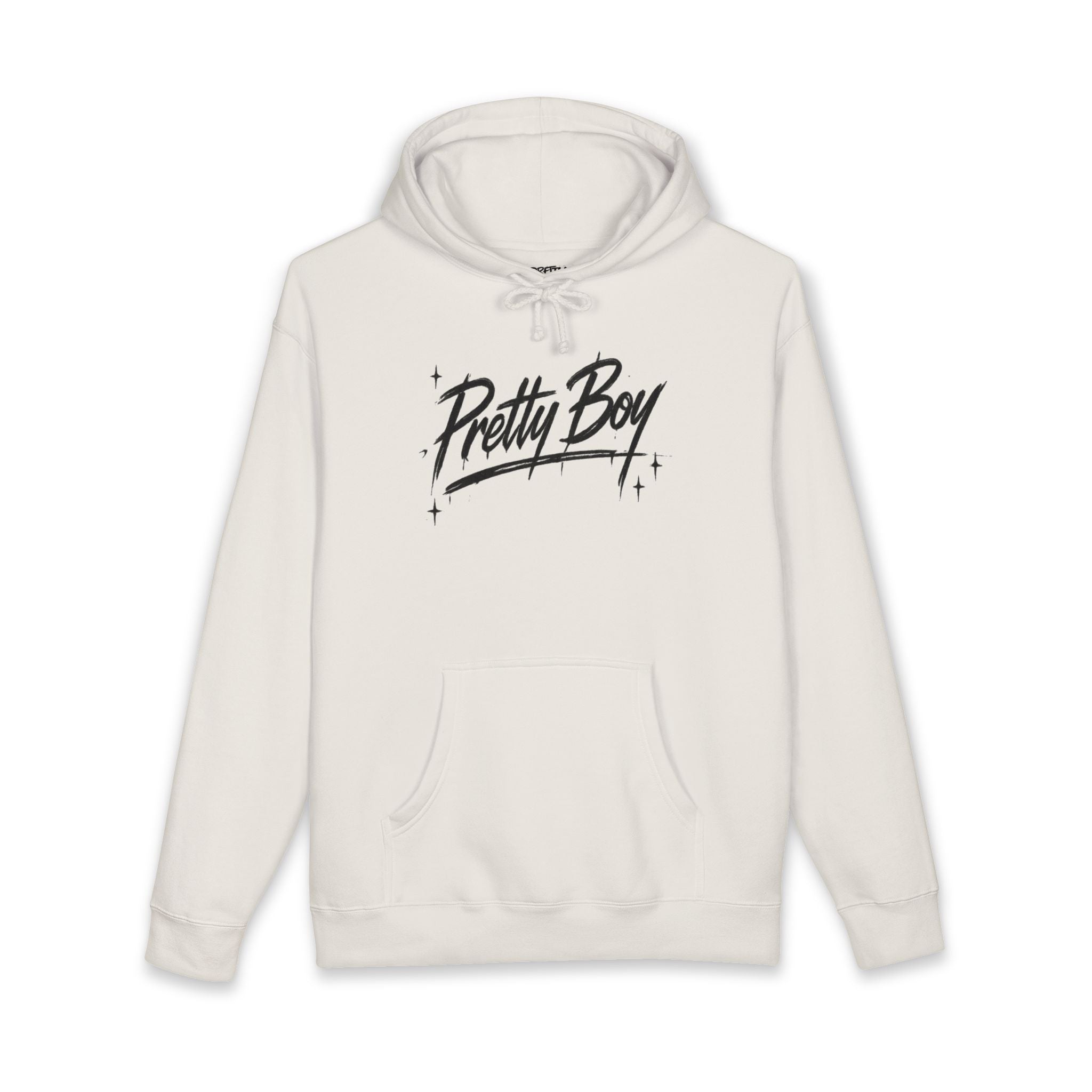 Pretty Boy Hoodie — Retro Script Sparkle Graphic Hooded Sweatshirt