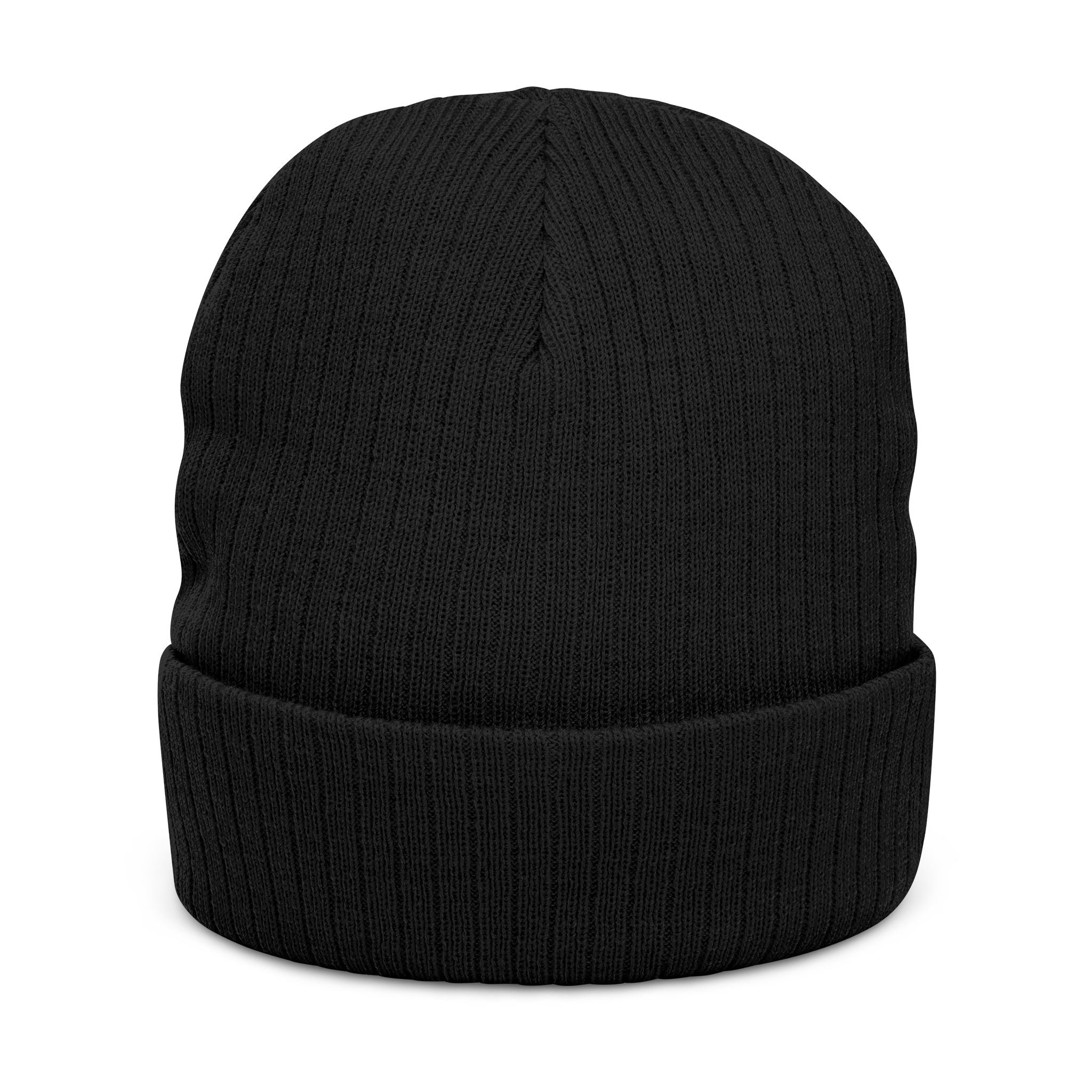 Embroidered "Pretty Boy" Red Heart Beanie - Ribbed Knit Cuffed Winter Hat