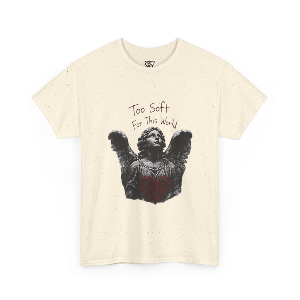 T-Shirt — 'Too Soft For This World' Angel Statue Graphic Tee