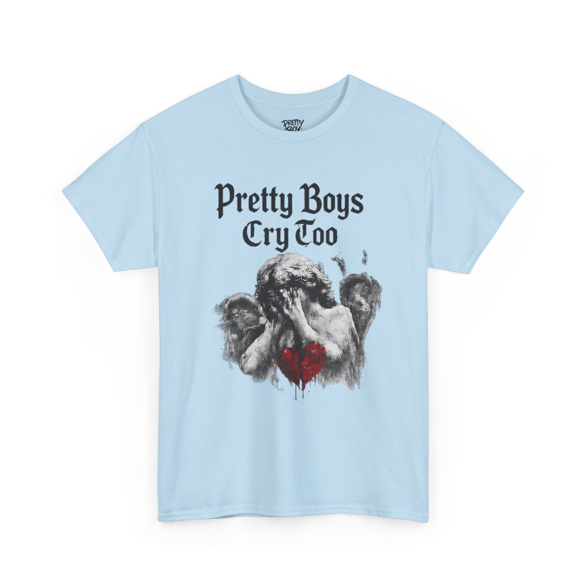 Pretty Boys Cry Too Tee - Gothic Angel Heart Graphic T-Shirt