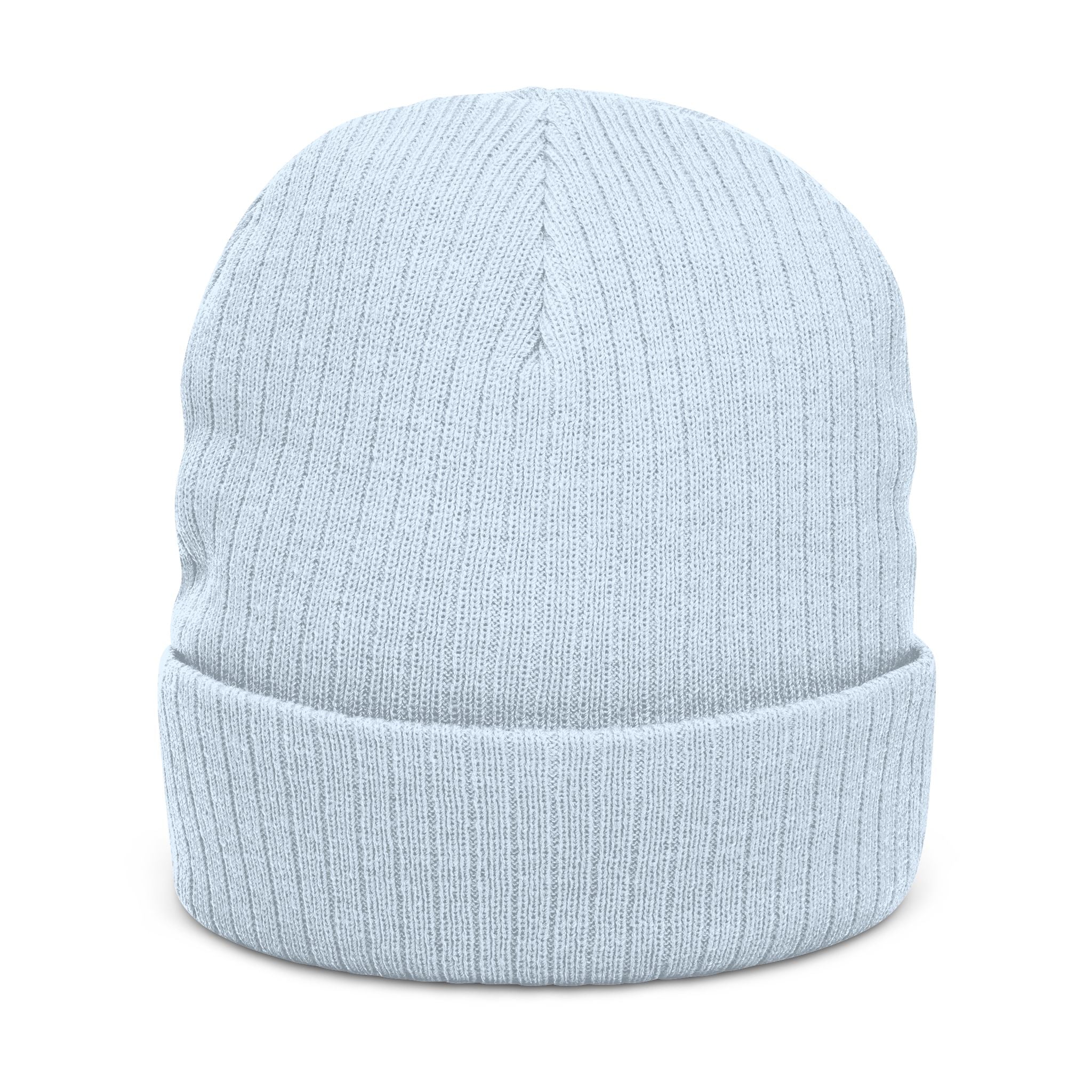 Embroidered "Pretty Boy" Red Heart Beanie - Ribbed Knit Cuffed Winter Hat