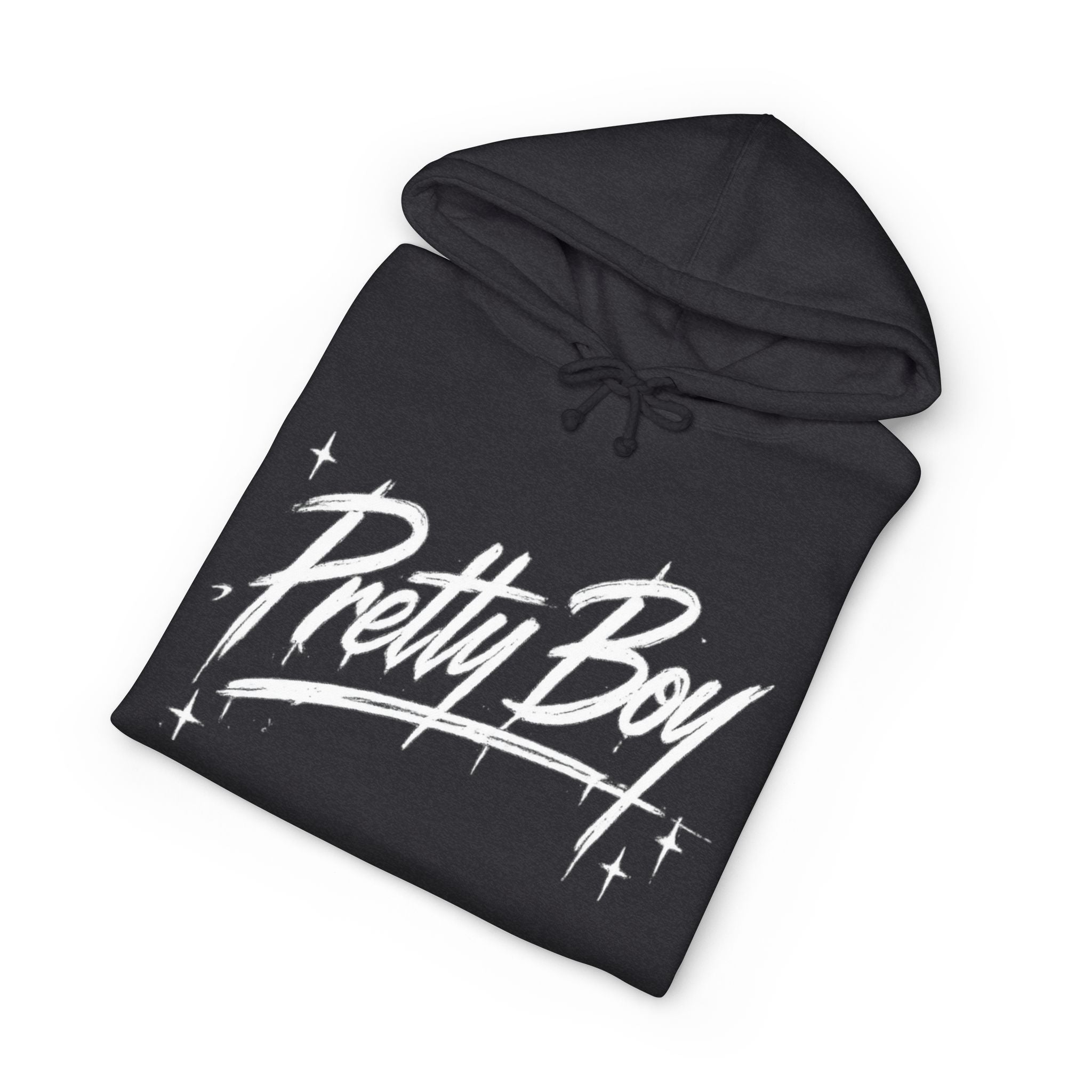 Pretty Boy Hoodie — Retro Script Sparkle Graphic Hooded Sweatshirt