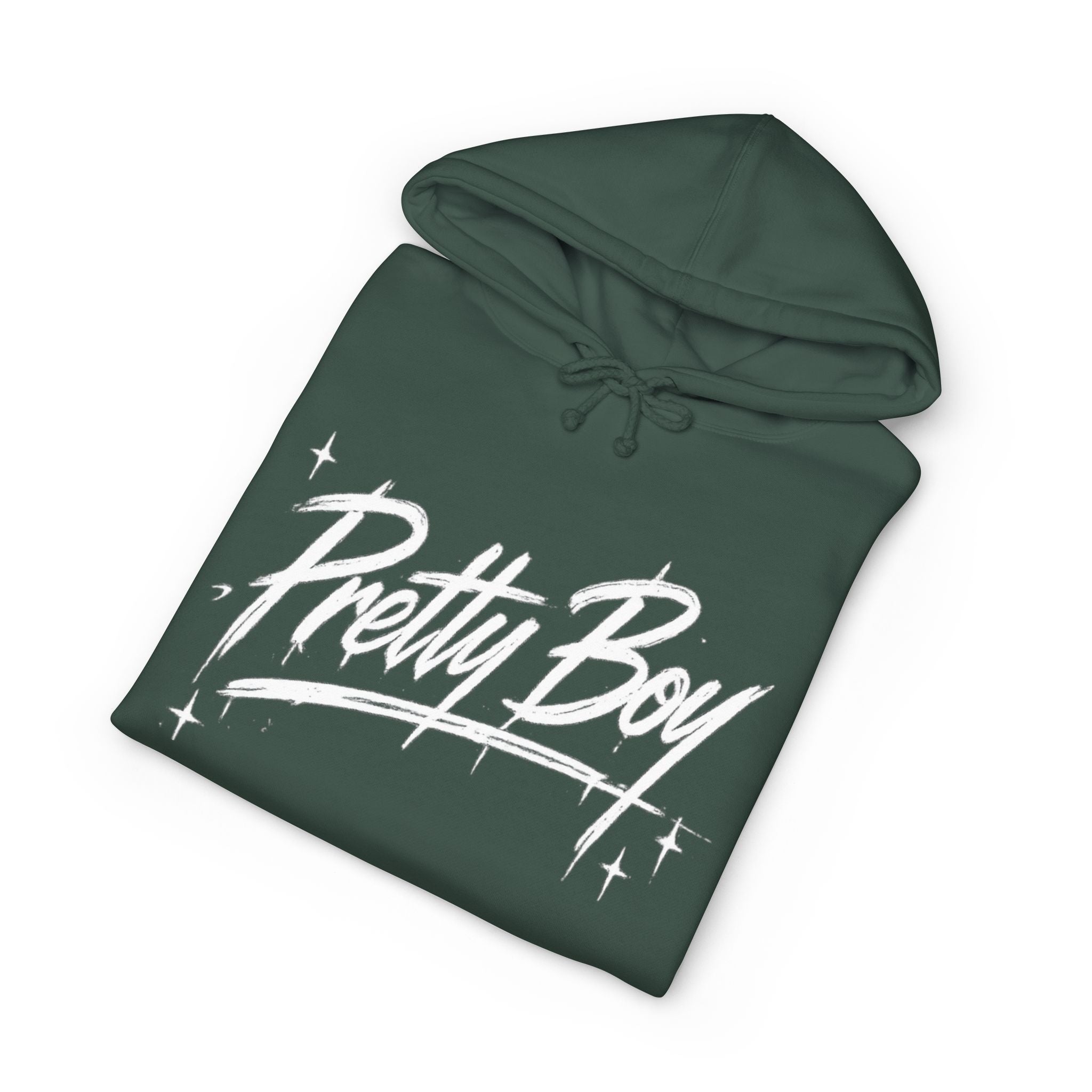 Pretty Boy Hoodie — Retro Script Sparkle Graphic Hooded Sweatshirt