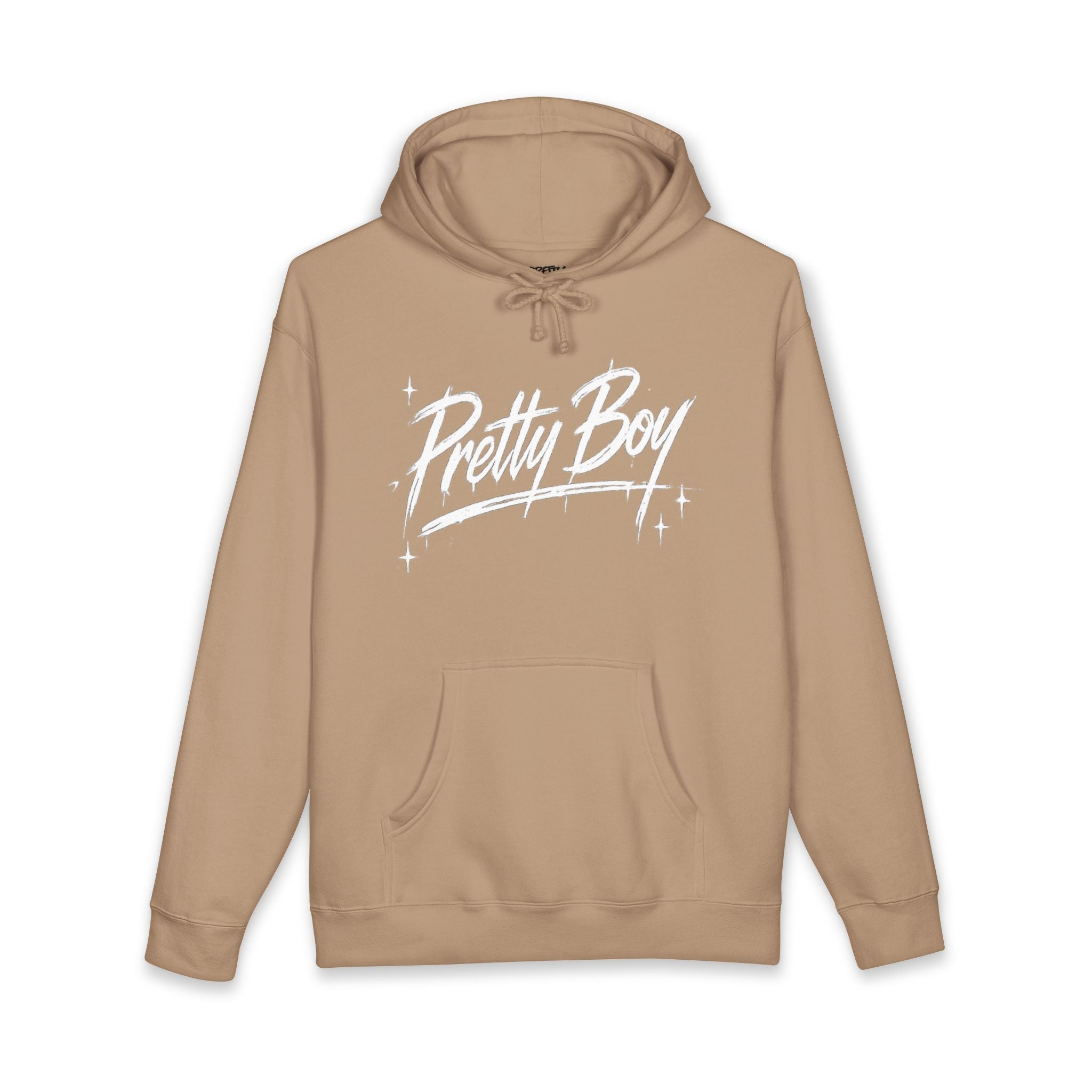 Pretty Boy Hoodie — Retro Script Sparkle Graphic Hooded Sweatshirt